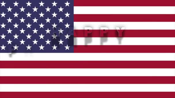 February Happy President Day Animation Video Text Background America Flag — Stockvideo