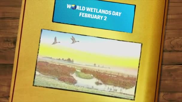 World Wetlands Day Animation Video Text Book Cover — Vídeo de Stock