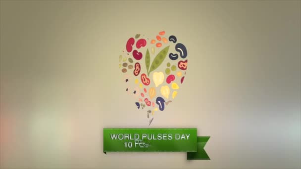 February World Pulses Day Animation Video Logo Ribbon Text — ストック動画