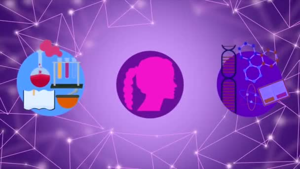 February International Day Women Girls Science Video Animation Bokeh Background — Stock video