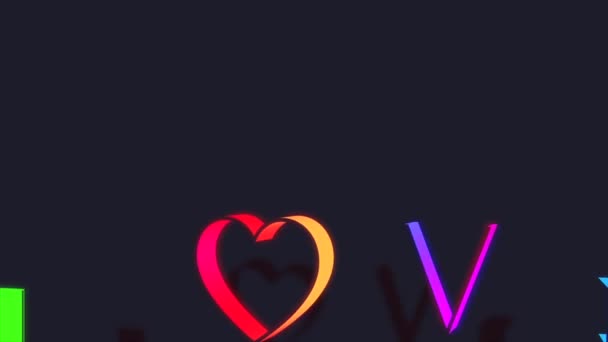 Анімація Неоновий Текст Любовне Відео Відео День Святого Валентина — стокове відео