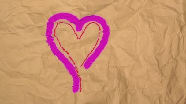 Анімаційне Відео Абстрактний Логотип Серця Рухається Паперовому Фоні Відео Дня — стокове відео