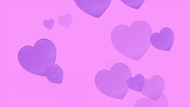 Анімація Відео Серце Фіолетовий Колір Рухається Рожевому Фоні Відео Дня — стокове відео