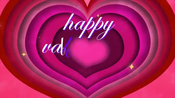 Happy Valentine Day Animation Video Heart Logo Pink Background — 图库视频影像