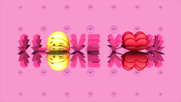 Love You Animation Text Video Heart Circle Logo Moving Video — ストック動画