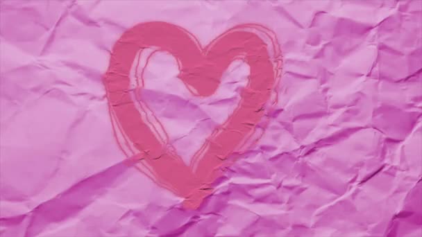 February Animation Video Abstract Heart Logo Moving Paper Pink Color — Stock Video
