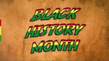 Animated video to commemorate black history month, with text and flag