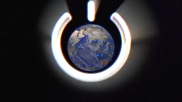 Анимированный Ролик Часе Земли Текстом Логотипом Эффектом Скольжения Эффектом Свечения — стоковое видео