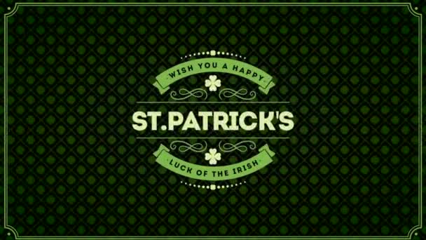 Animation Video Happy Saint Patrick Day Logo Text — Vídeos de Stock