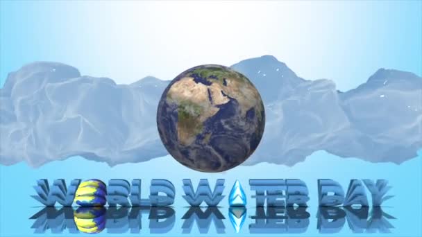Animationsvideo Zum Weltwassertag Mit Erde Flüssigkeit Und Textpapier Kunsteffekt — Stockvideo