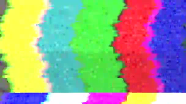 Geen Signaal Oude Vintage Statisch Kleurgeluid Glitch Error Video Schade — Stockvideo