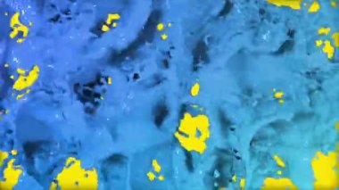 Sarı zemin, 3D sıvı su ve metin içeren Songkran Festivali hakkında animasyon videosu