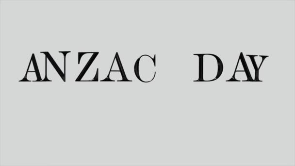 Animation Βίντεο Κείμενο Anzac Ημέρα Για Μην Ξεχάσουμε Λευκό Φόντο — Αρχείο Βίντεο