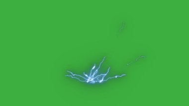 Animasyon video döngüsü yeşil ekran arka planı üzerinde gerçek elektrik şimşeği etkisi .