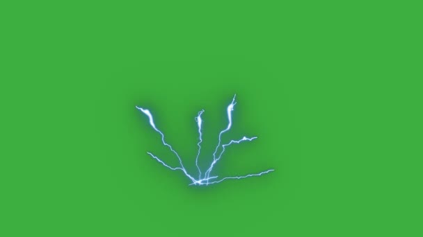 Animationsvideoschleife Realer Elektrischer Blitz Effekt Auf Grünem Hintergrund — Stockvideo