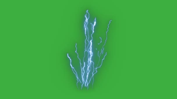动画视频回路在绿色屏幕背景下的真实电闪电效应 — 图库视频影像