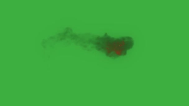 アニメーションビデオループ緑の画面の背景に本物の火の玉掃引要素 — ストック動画