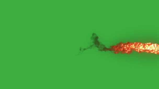 Цикл Анимации Реальный Элемент Огненный Шар Зеленом Фоне Экрана — стоковое видео