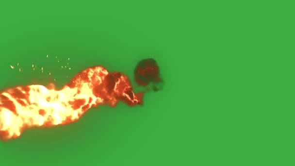 Animacja Wideo Pętla Prawdziwy Ogień Kula Element Zielonym Tle Ekranu — Wideo stockowe