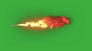Yeşil ekran arkaplanındaki canlandırma video gerçek ateş ögesi