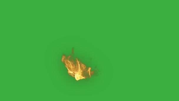 アニメーションビデオ緑の画面の背景に本物の火災要素 — ストック動画