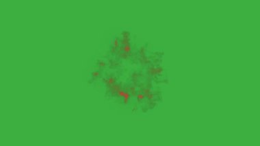 Canlandırma döngüsü görüntü elementi efekti kırmızı renk yeşil ekran arka planında duman büyüsü etkisi