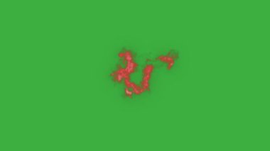 Canlandırma döngüsü görüntü elementi efekti kırmızı renk yeşil ekran arka planında duman büyüsü etkisi