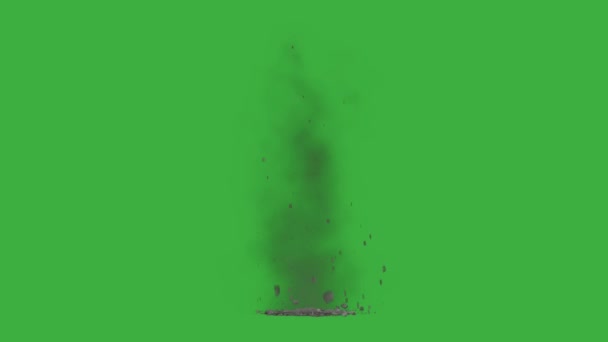 Анімація Відео Петлі Руйнування Ґрунтового Сміття Фоні Зеленого Екрану — стокове відео