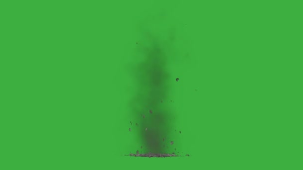 Animationsvideoschleife Zerstörung Von Bodenschutt Auf Grünem Hintergrund — Stockvideo