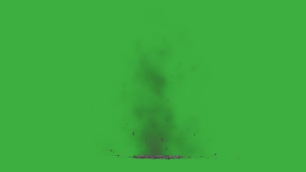 Animationsvideoschleife Zerstörung Von Bodenschutt Auf Grünem Hintergrund — Stockvideo