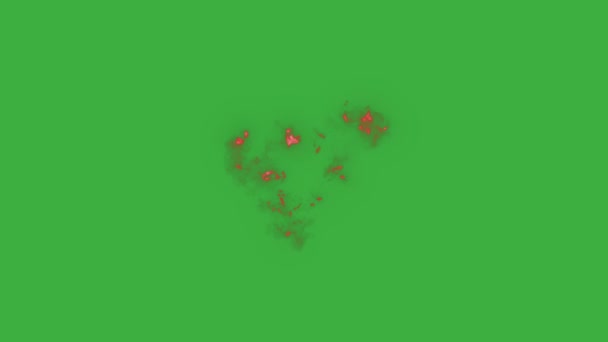アニメーションループビデオ要素効果煙魔法の爆発赤緑の画面の背景 — ストック動画