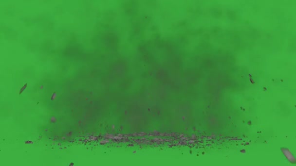 Animacja Wideo Pętla Zniszczenie Szczątków Gleby Zielonym Tle Ekranu — Wideo stockowe