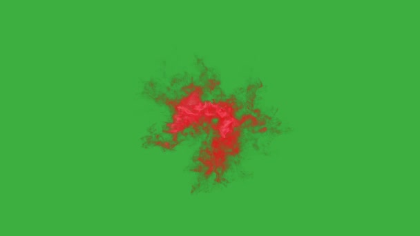 アニメーションループビデオ要素効果煙魔法の爆発赤緑の画面の背景 — ストック動画