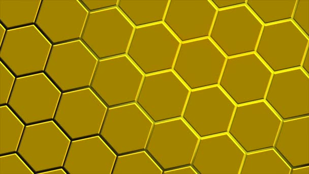 노란색 벌집을 배경으로 애니메이션 기하학적 헥사곤 육각형 래스터 모자이크셀 아이콘 — 비디오