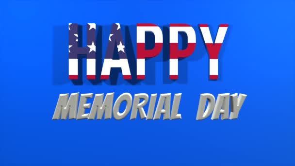 Vídeo Animação Sobre Dia Memorial Com Texto Fundo Azul — Vídeo de Stock