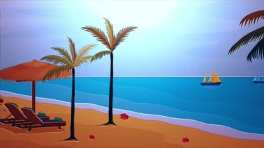 Gün boyunca hava sıcakken bir plajın video animasyonu