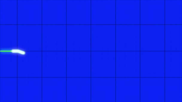 Animation Video Heratbeat Trace Grid Blue Screen Background — Stock Video