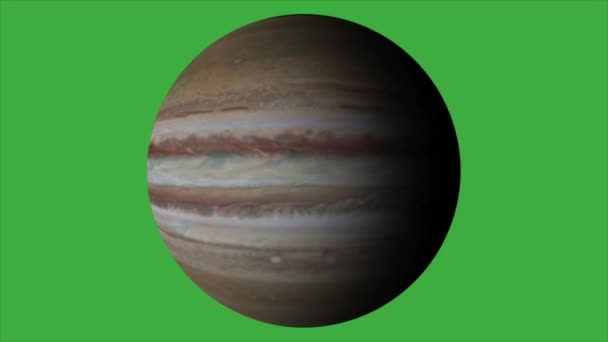 Animation Video Jupiter Planet Grön Skärm Bakgrund — Stockvideo