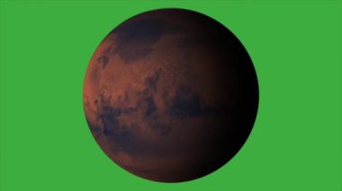 Animasyon videosu yeşil ekran arka planında gezegen mars