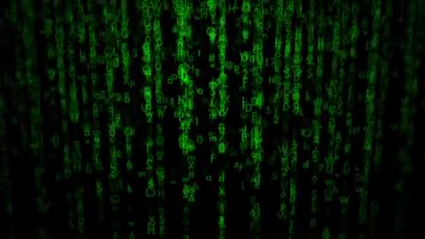 Animacja Video Loop Abstrakcyjna Futurystyczna Cyberprzestrzeń Kodem Binarnym Tło Matrycy — Wideo stockowe