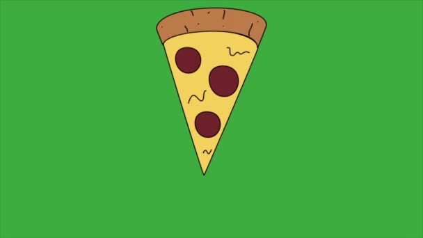 绿色屏幕背景上的动画视频披萨片 — 图库视频影像