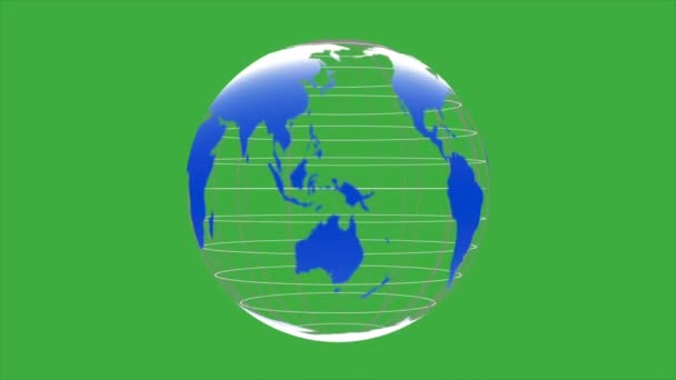 Animasyon Video Gezegeni Yeşil Ekran Arka Planında Dünya Kablosu — Stok video