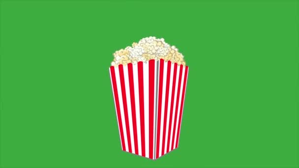 Animacja Wideo Popcorn Zielonym Tle Ekranu — Wideo stockowe