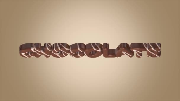 动画视频3D文字世界巧克力日梯度背景巧克力棒标志 — 图库视频影像