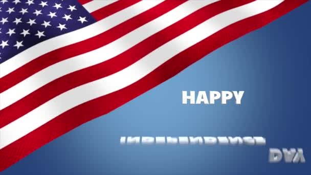 Animation Video Happy Independence Day Usa Flag Text — Stock Video