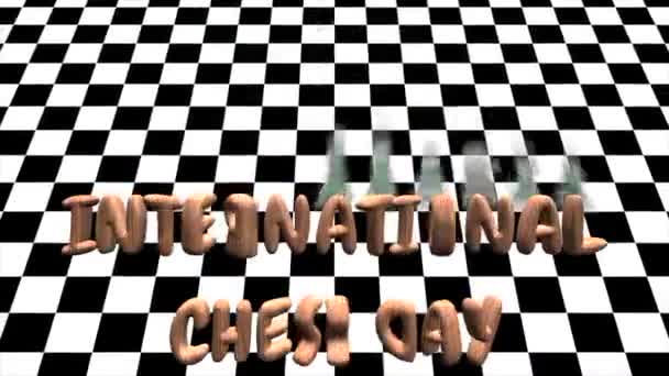 Animační Video Mezinárodním Šachovém Dni Šachovnicovém Pozadí — Stock video