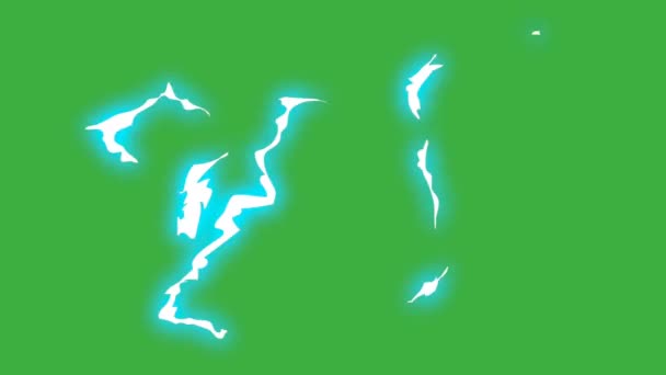 Animatie Lus Video Elektrisch Element Cartoon Effect Groene Achtergrond — Stockvideo