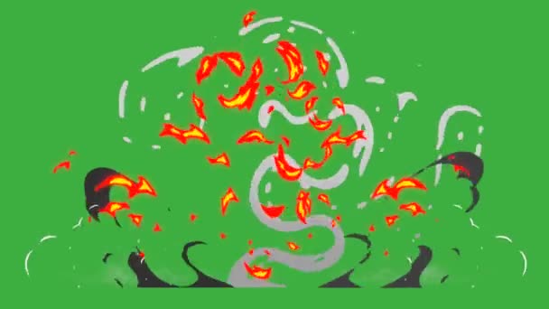 Animationsschleife Video Explosion Element Cartoon Effekt Auf Grünem Hintergrund — Stockvideo