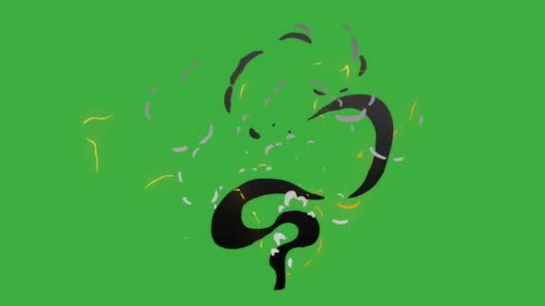 アニメーションループビデオ爆発要素緑の背景に漫画効果 — ストック動画