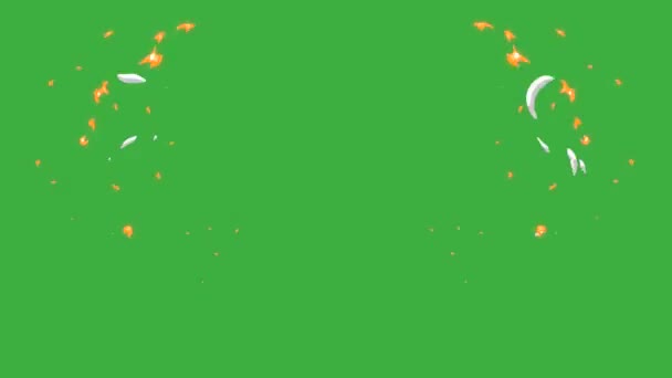 Animatie Lus Video Explosie Element Cartoon Effect Groene Achtergrond — Stockvideo